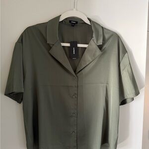 Express Dark Olive Casual Shirt